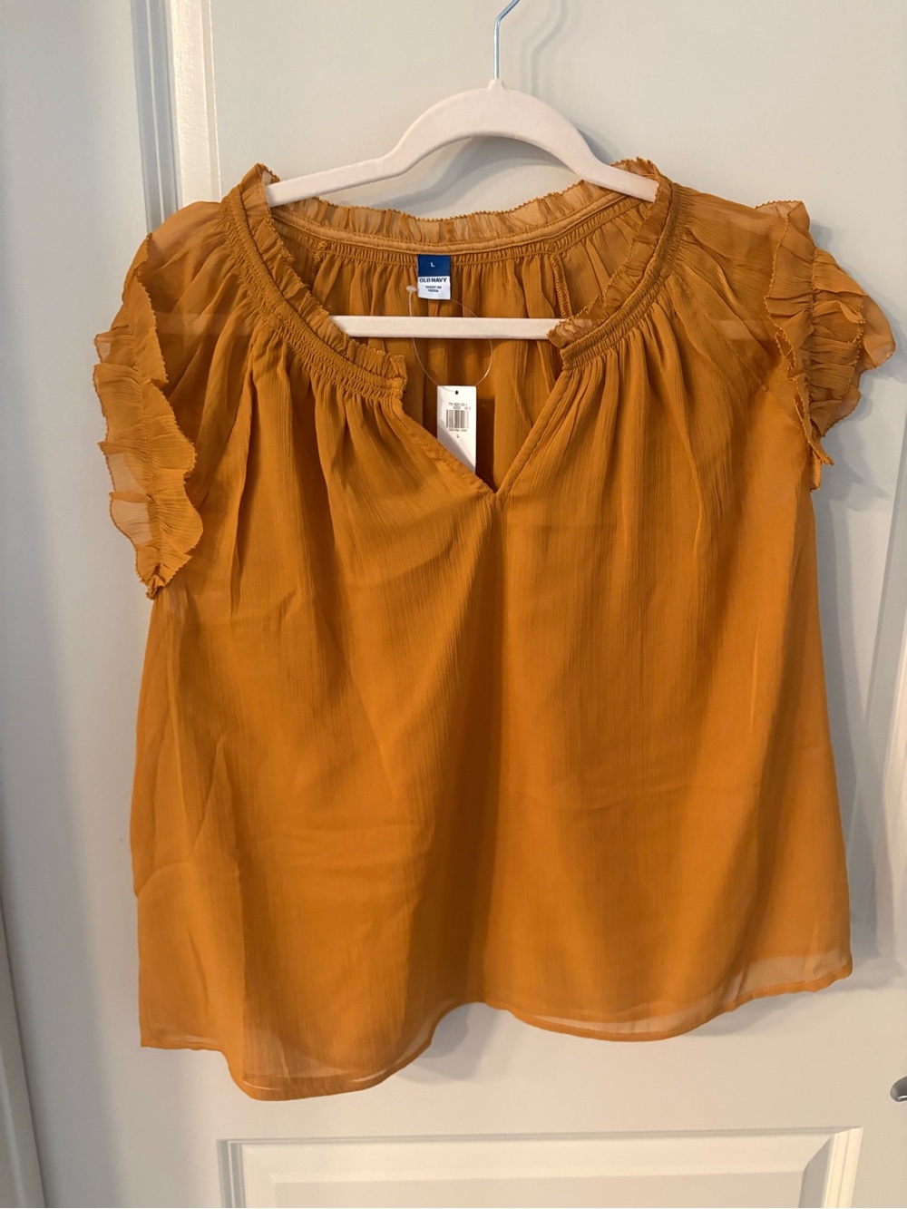 Old Navy Mustard Ruffled Sleeve Peasant Blouse
